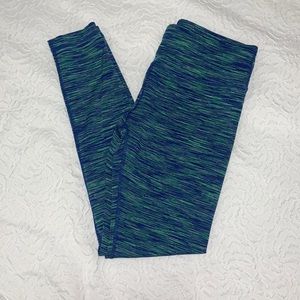Green and blue yoga pants